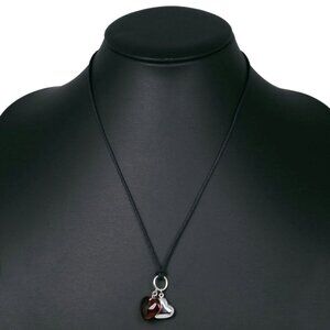Baccarat Double heart Necklace choker Red crystal/Silver925 9.6g Women